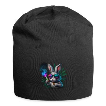 Cool bunny with sunglasses and smoke - Jersey Beanie - black - Front