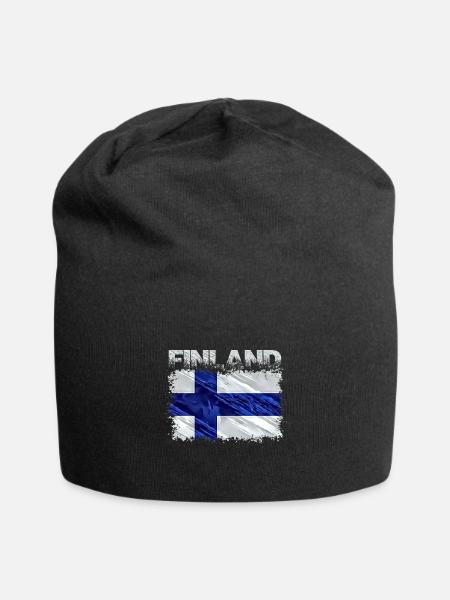 Finnland - Jersey-Beanie - Schwarz