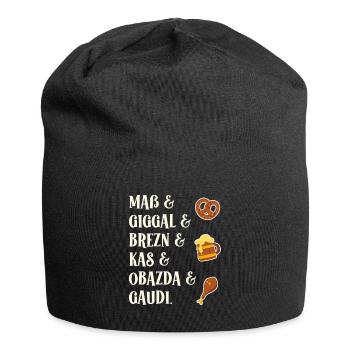 Mass Giggal Pretzels Kas Obazda Gaudi Bavarian Words - Jersey Beanie - black - Front