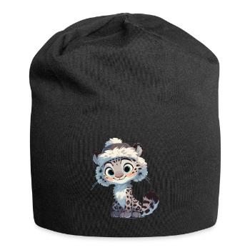 Snow Leopard Schneeleoparde Schneeleopard - Jersey Beanie - black - Front