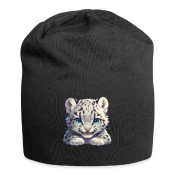 Snow Leopard Schneeleoparde Schneeleopard - Jersey Beanie - black - Front