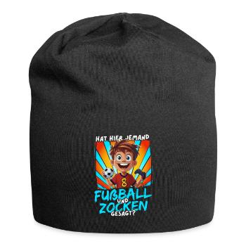 Fußball und Zocken Geburtstag Junge 8 Jahre - Jersey-Beanie - Schwarz - Vorne