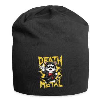 Katze Musiker mit E-Gitarre - Jersey-Beanie - Schwarz - Vorne