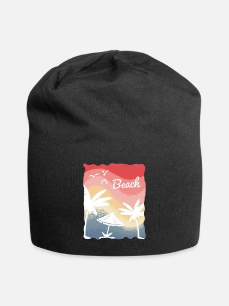 Strand Meer Surfen Urlaub Palmen - Jersey-Beanie - Schwarz