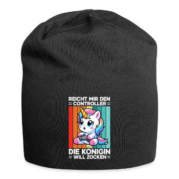 Elle me tend la manette, la reine veut jouer - Bonnet en jersey - noir - Devant
