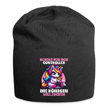 Elle me tend la manette, la reine veut jouer - Bonnet en jersey - noir - Devant