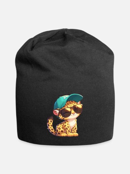 Leoparden Leopard - Jersey-Beanie - Schwarz