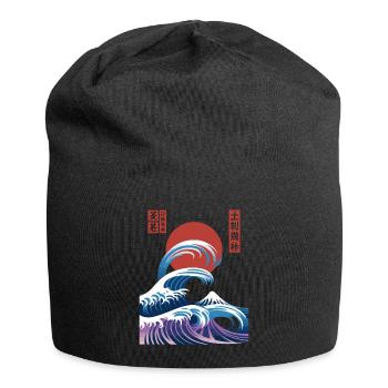 Big Wave Vaporwave Aesthetic 80s Anime Fashion - Jersey Beanie - black - Front