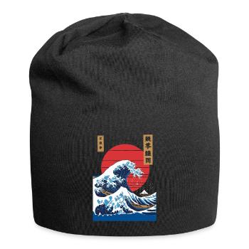 Big Wave Vaporwave Aesthetic 80s Anime Fashion - Jersey Beanie - black - Front