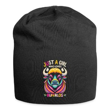 Nur ein Mädchen, das Buffalos liebt Büffel - Jersey-Beanie - Schwarz - Vorne