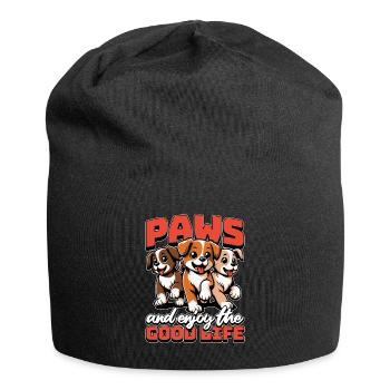 Refuge pour animaux Paws Et Profitez du bon propriétaire de chien - Bonnet en jersey - noir - Devant
