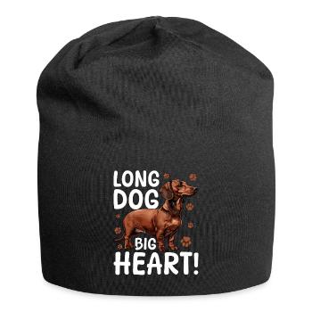 Teckel Doxie Wiener Chien Chien long, grand cœur ! - Bonnet en jersey - noir - Devant