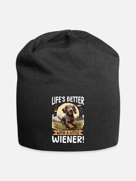 Funny Dachshund Doxie Wiener - Jersey-Beanie - Schwarz