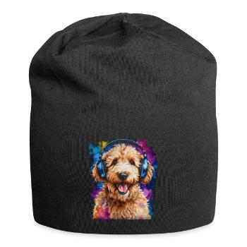 Goldendoodle Casque Chien Animal Design Imprimer - Bonnet en jersey - noir - Devant