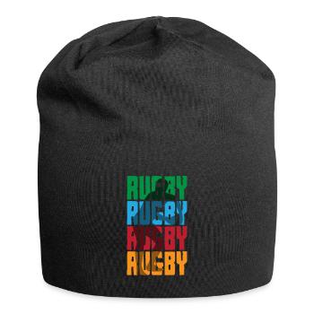Rugby Rugby Rugby Rugby in Bunt - Jersey-Beanie - Schwarz - Vorne