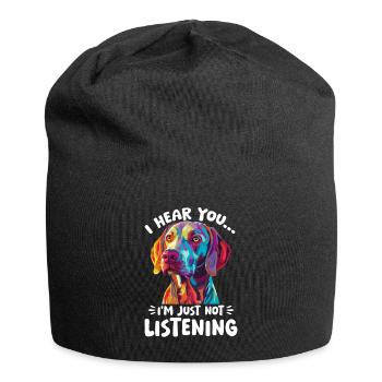 Weimaraner Dog I hear you… I´m just not Listening - Jersey-Beanie - Schwarz - Vorne