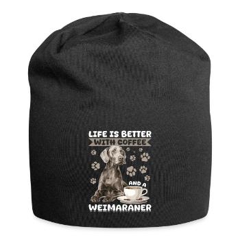 Funny Weimaraner Dog Life is Better with Coffee - Jersey-Beanie - Schwarz - Vorne