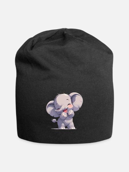 Elephant Elefanten Elefant - Jersey-Beanie - Schwarz