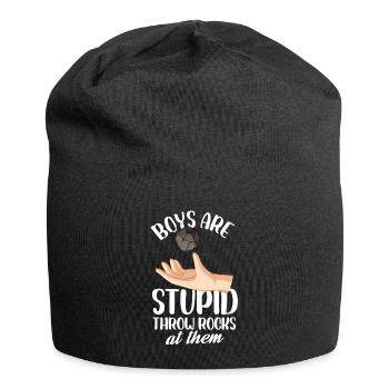 les garçons sont stupides et leur jettent des pierres Design - Bonnet en jersey - noir - Devant