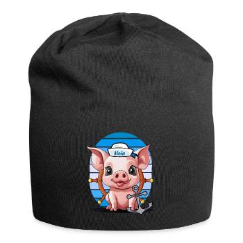 Cochon Marin Timonier Ancre Maritime - Bonnet en jersey - noir - Devant
