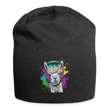 Alpaka Kopfhörer Teenager Musik Festival Lustig - Jersey-Beanie - Schwarz - Vorne