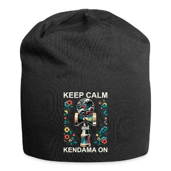 Kendama Japonais Floral Grande Vague - Bonnet en jersey - noir - Devant
