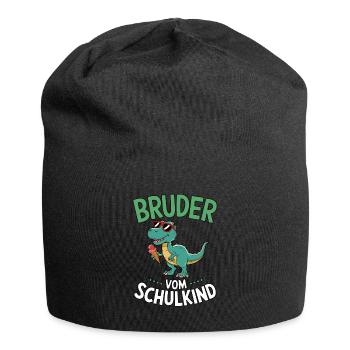 Cooler Dinosaurier Bruder von Schulkind 2025 - Jersey-Beanie - Schwarz - Vorne