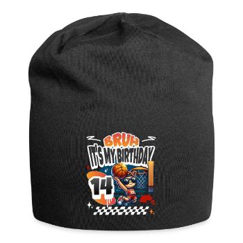 14e anniversaire de basket-ball - Bonnet en jersey - noir - Devant