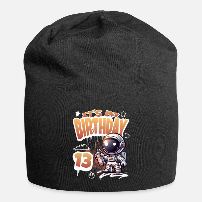 Graffiti Astronaut 13. Geburtstag - Jersey-Beanie - Schwarz