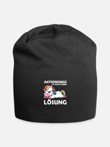 Aktionismus ist keine Lösung, lustiger Spruch - Jersey-Beanie - Schwarz