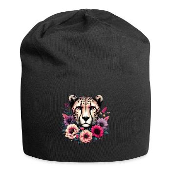 Guépard Fleurs de guépard - Bonnet en jersey - noir - Devant