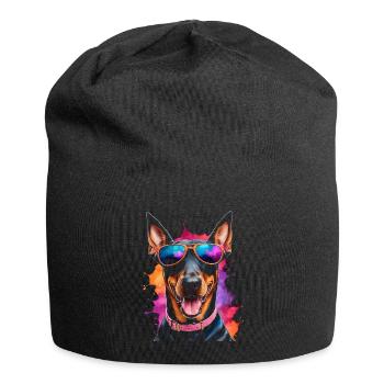 Doberman Sunglasses Dog Funny Design Print - Jersey Beanie - black - Front