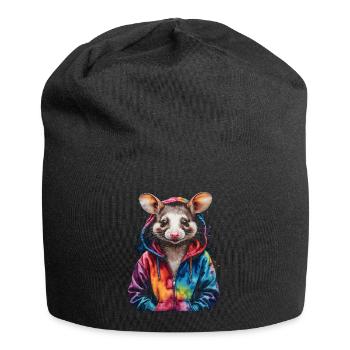 Sweat à capuche Opossum Imprimé de design d’animaux colorés - Bonnet en jersey - noir - Devant