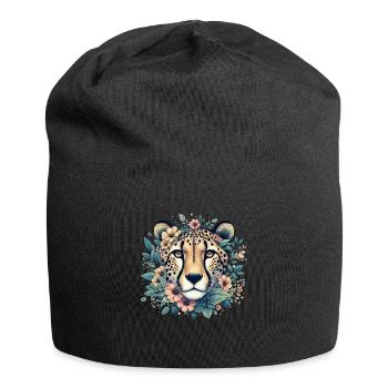 Guépard Fleurs de guépard - Bonnet en jersey - noir - Devant