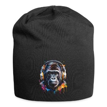 Casque Gorille Singe Coloré Animal Design Imprimer - Bonnet en jersey - noir - Devant