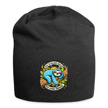 Faultier spart Energie - Faultier schläft nicht - Jersey-Beanie - Schwarz - Vorne
