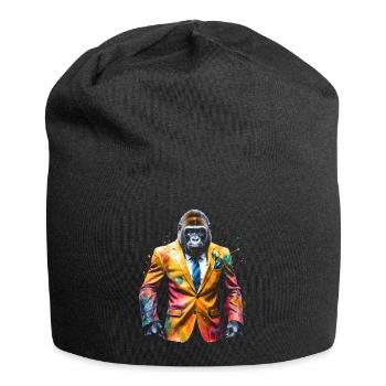 Gorilla Anzug Affe Bunt Tier Design Print - Jersey-Beanie - Schwarz - Vorne