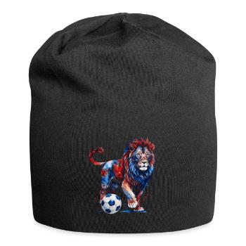 Löwe Fußball Bunt Frankreich Tier Design Print - Jersey-Beanie - Schwarz - Vorne