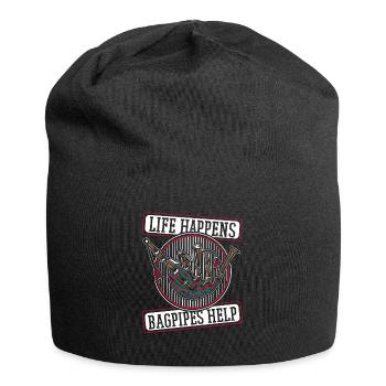 Life Happens Bagpipes Help Bagpipe Lessons - Jersey Beanie - black - Front