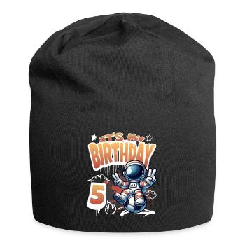 5e anniversaire de l’astronaute de football - Bonnet en jersey - noir - Devant