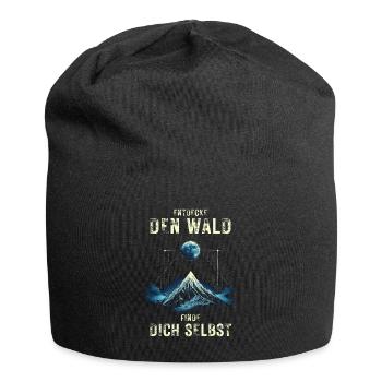 Entdecke den Wald - Natur Wandern Outdoor - Jersey-Beanie - Schwarz - Vorne