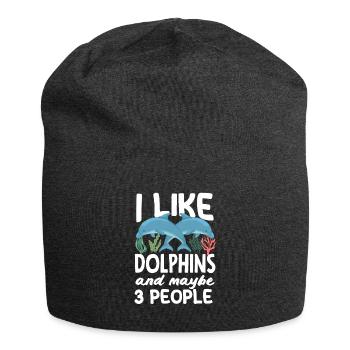 I like dolphins and maybe 3 people - Jersey Beanie - charcoal grey - Front