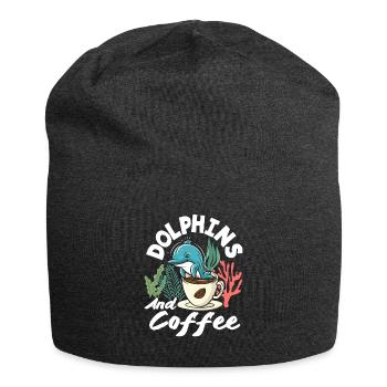 Delfine Und Kaffee Lieben - Jersey-Beanie - Anthrazit - Vorne
