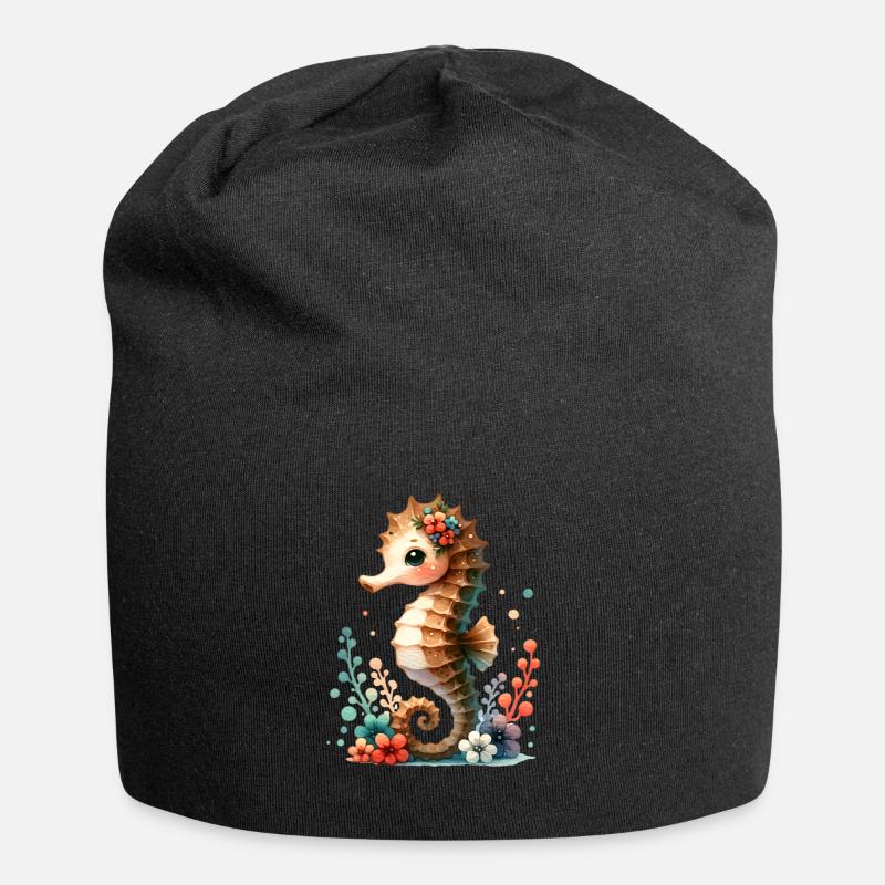 Seepferd Seepferdchen - Jersey-Beanie - Schwarz
