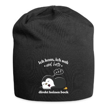 Funny Gift Penguin Funny Humor Lazy Fun - Jersey Beanie - black - Front