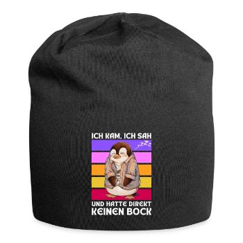 Funny Gift Penguin Funny Humor Lazy Fun - Jersey Beanie - black - Front