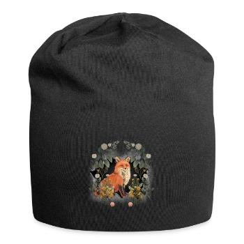 Renard Enfant Enfants Habitants de la forêt Animaux de la forêt Renarde - Bonnet en jersey - noir - Devant