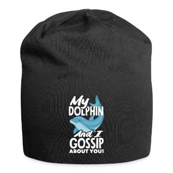 My dolphin and I gossip about you - Jersey Beanie - black - Front