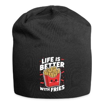 Pommes Fans - French Fries - Pommesbude - Jersey-Beanie - Schwarz - Vorne