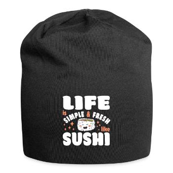 Sushi Lover LIfe Is Simple & Fresh Like Sushi - Jersey-Beanie - Schwarz - Vorne